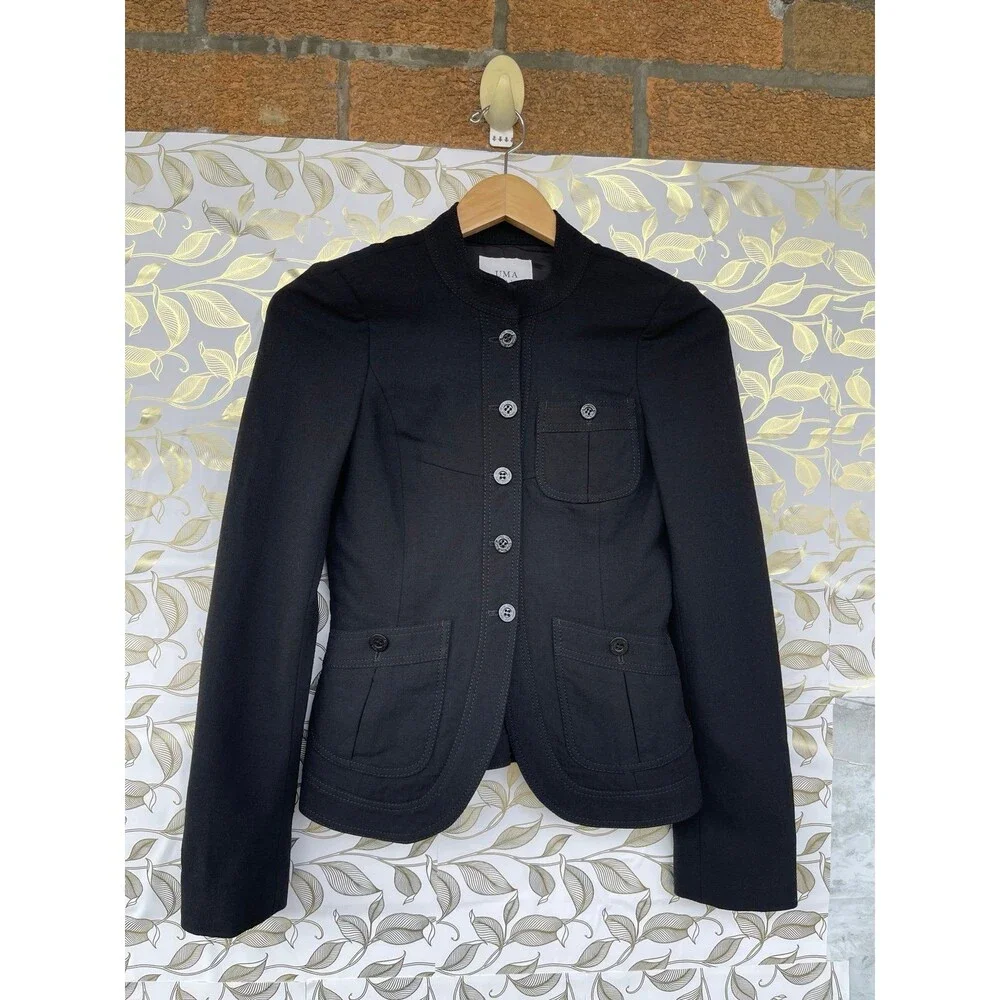 UMA Estnation Black Military Blazer | Dark Academia Stand Collar Jacket 38/4 - Picture 3 of 12